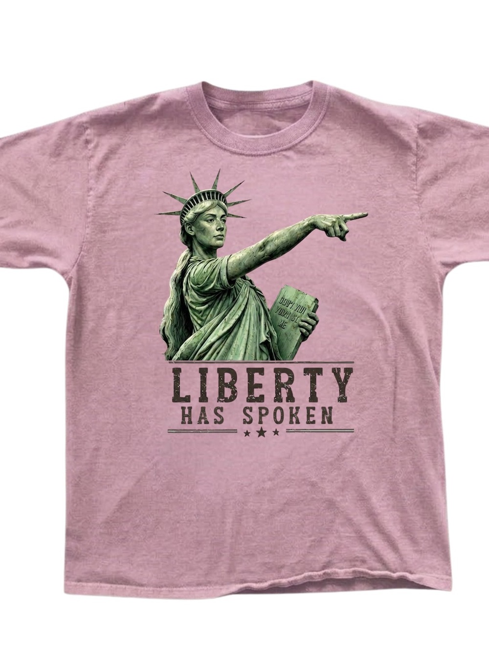 Gildan Pink Statue of Liberty 'Liberty Has Spoken' Short Sleeve Tee